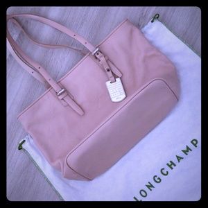 Longchamp light pink logo bag